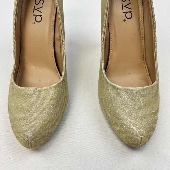 RSVP Womens Gold Glitter Stiletto High Heels Pointed Toe Slip On Size 8.5W - Picture 4 of 8